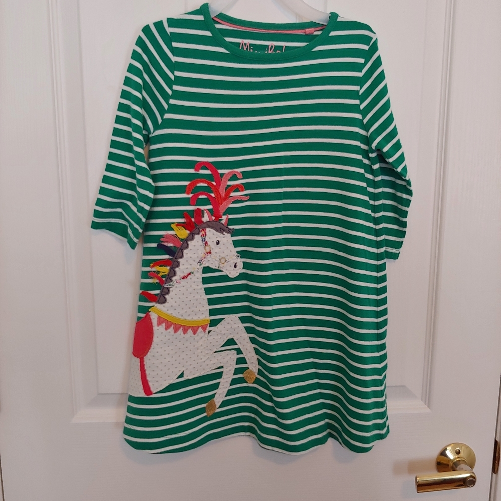 Mini Boden 5-6 carousel horse dress 3/4 sleeves